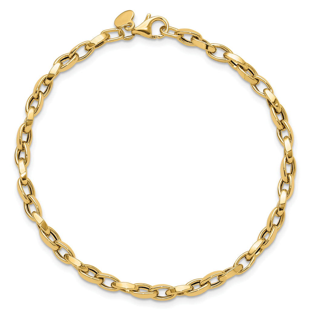 14K Polished 3.5mm Fancy Twisted Link 7.25 inch Bracelet