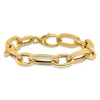 14K Polished Textured Hollow Fancy Link Bracelet