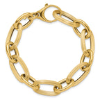 14K Polished Textured Hollow Fancy Link Bracelet