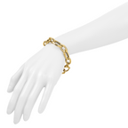 14K Polished Textured Hollow Fancy Link Bracelet