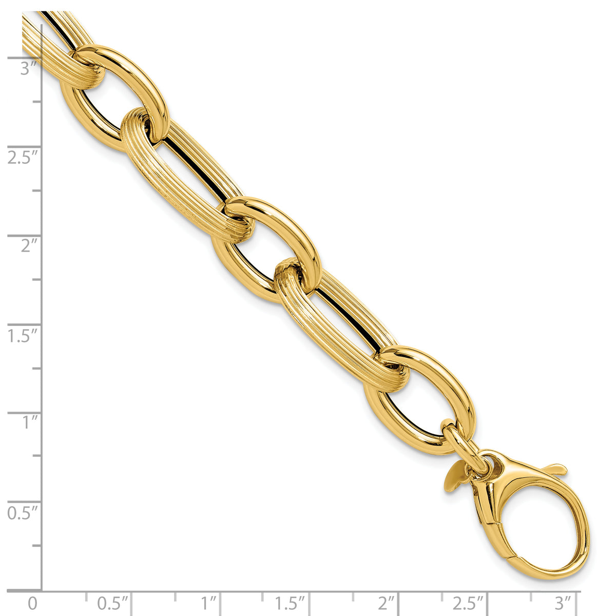 14K Polished Textured Hollow Fancy Link Bracelet