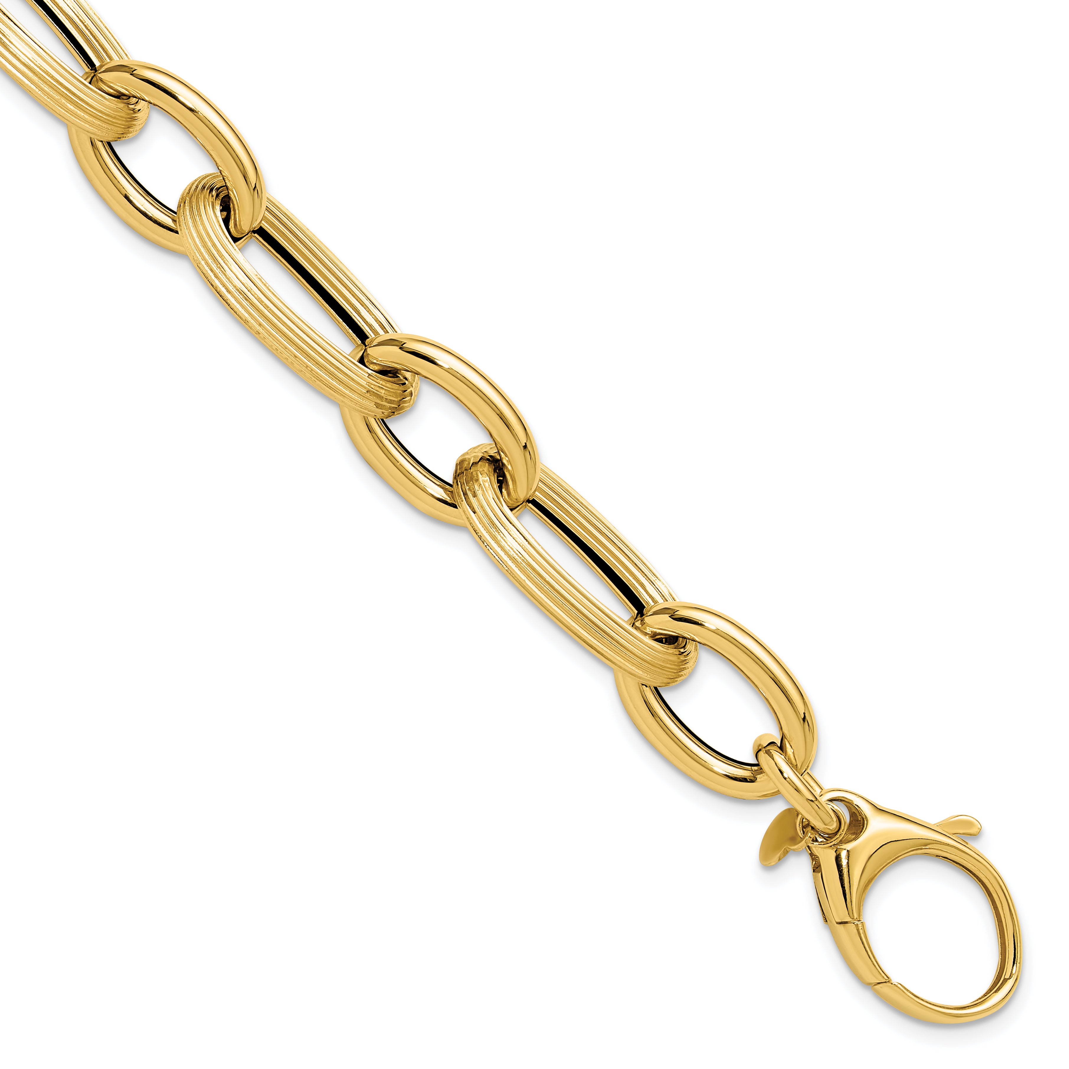 14K Polished Textured Hollow Fancy Link Bracelet Main image