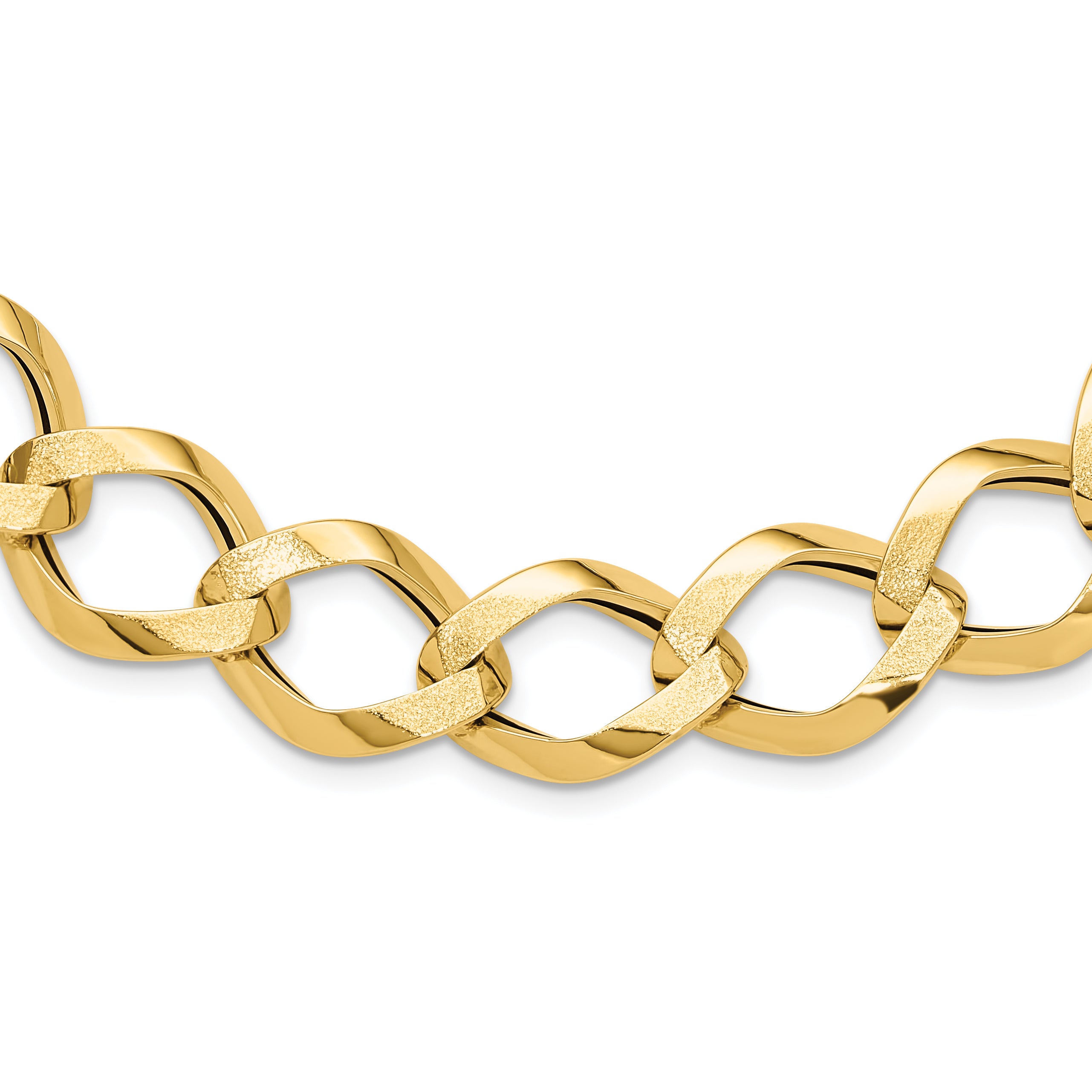 14K Polished Brushed Hollow Fancy Link Necklace Main image