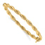 14K Polished and Textured Twisted Hinged Bangle