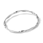 14K White Gold Polished and Brushed Twisted Hinged Bangle