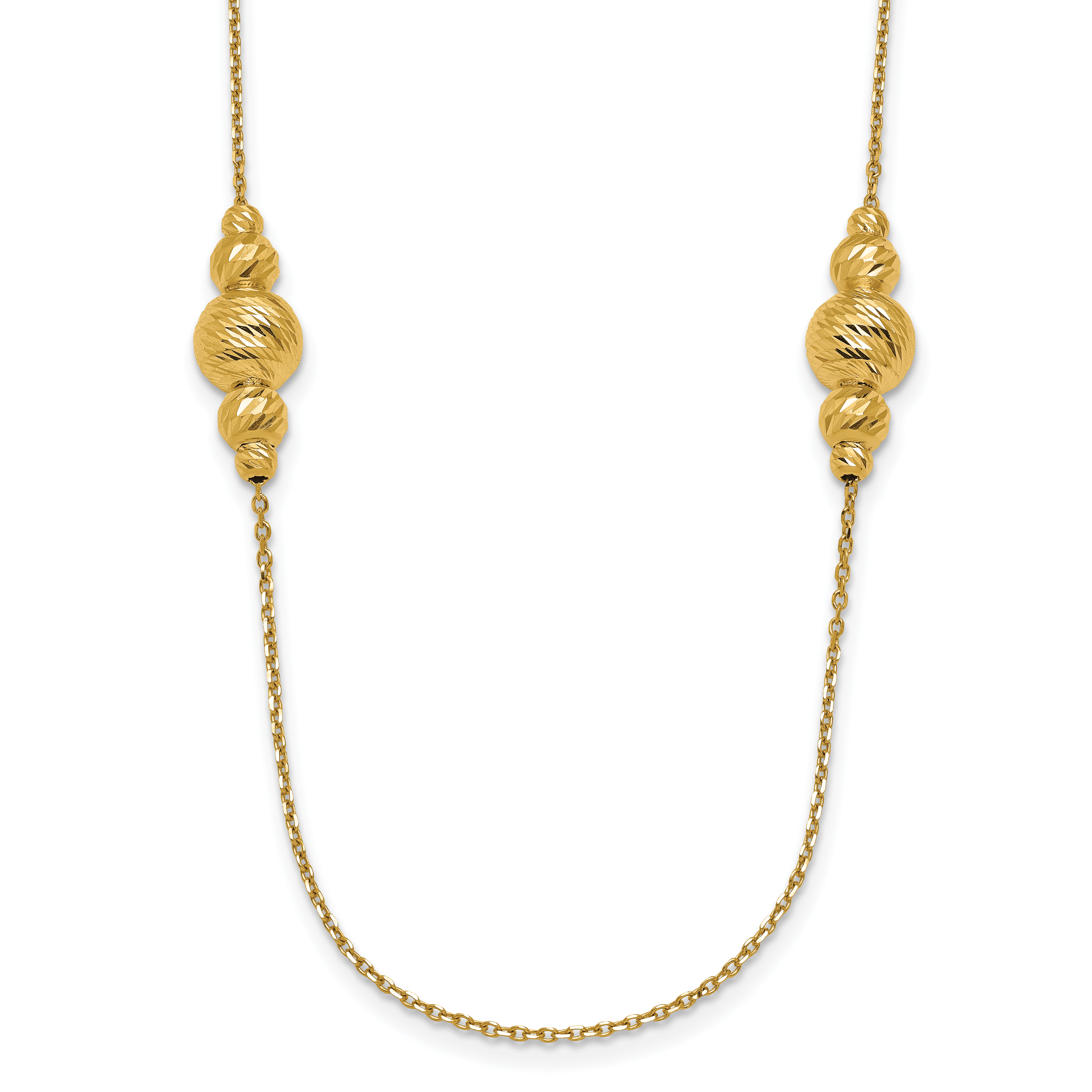 14K Polished and Diamond-cut Beaded Necklace Main image