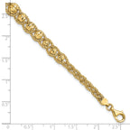 14K Polished Textured and Diamond-cut Beaded Bracelet