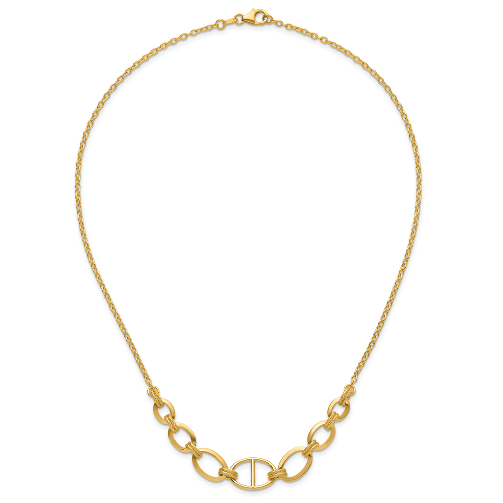 14K Polished and Textured Fancy Necklace