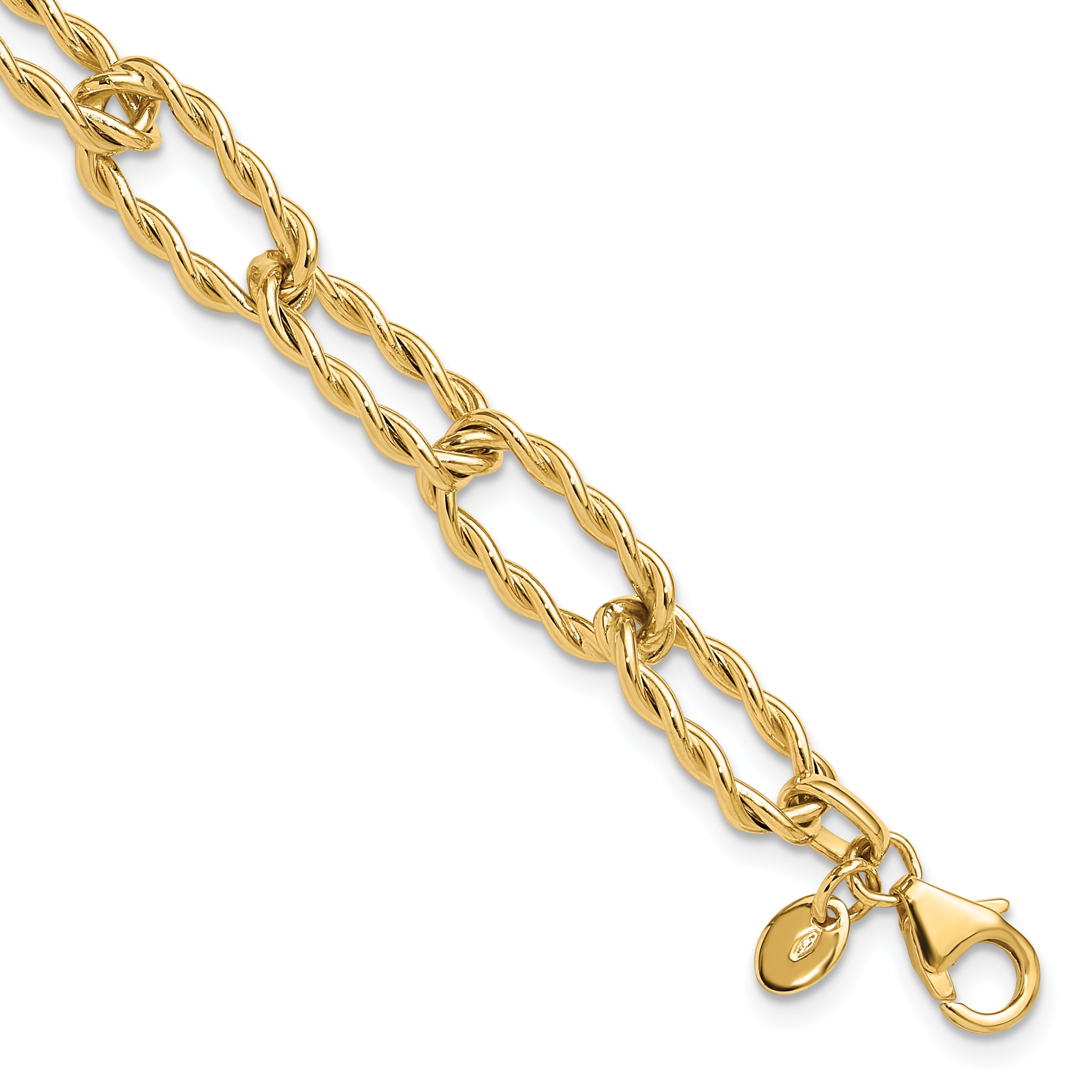 14K Polished and Textured Twisted Link Bracelet Main image