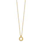 14K Polished and Textured Teardrop with .5in ext. Necklace