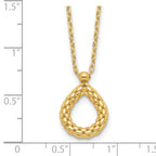 14K Polished and Textured Teardrop with .5in ext. Necklace