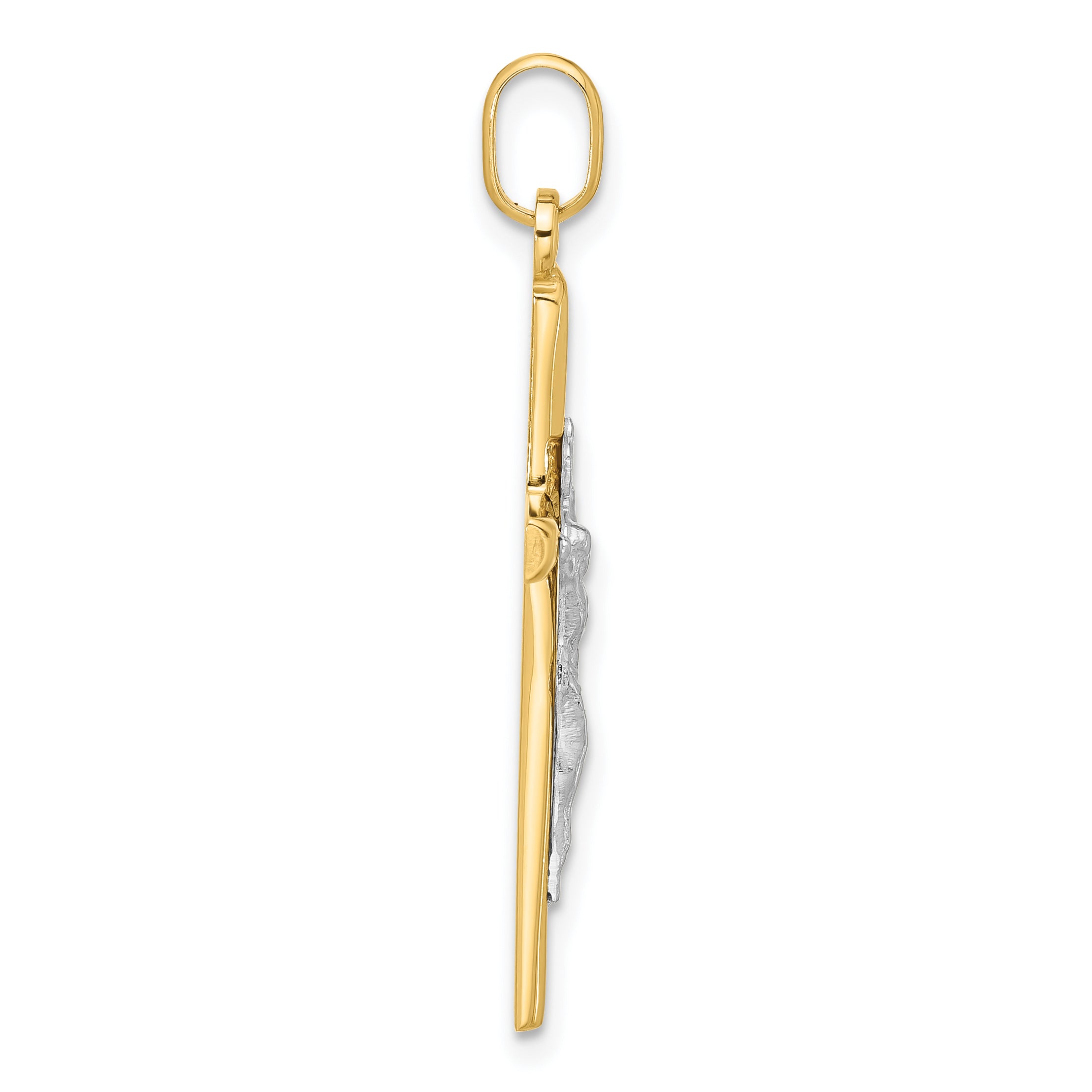 14K Two-tone Polished Crucifix Pendant Secondary image