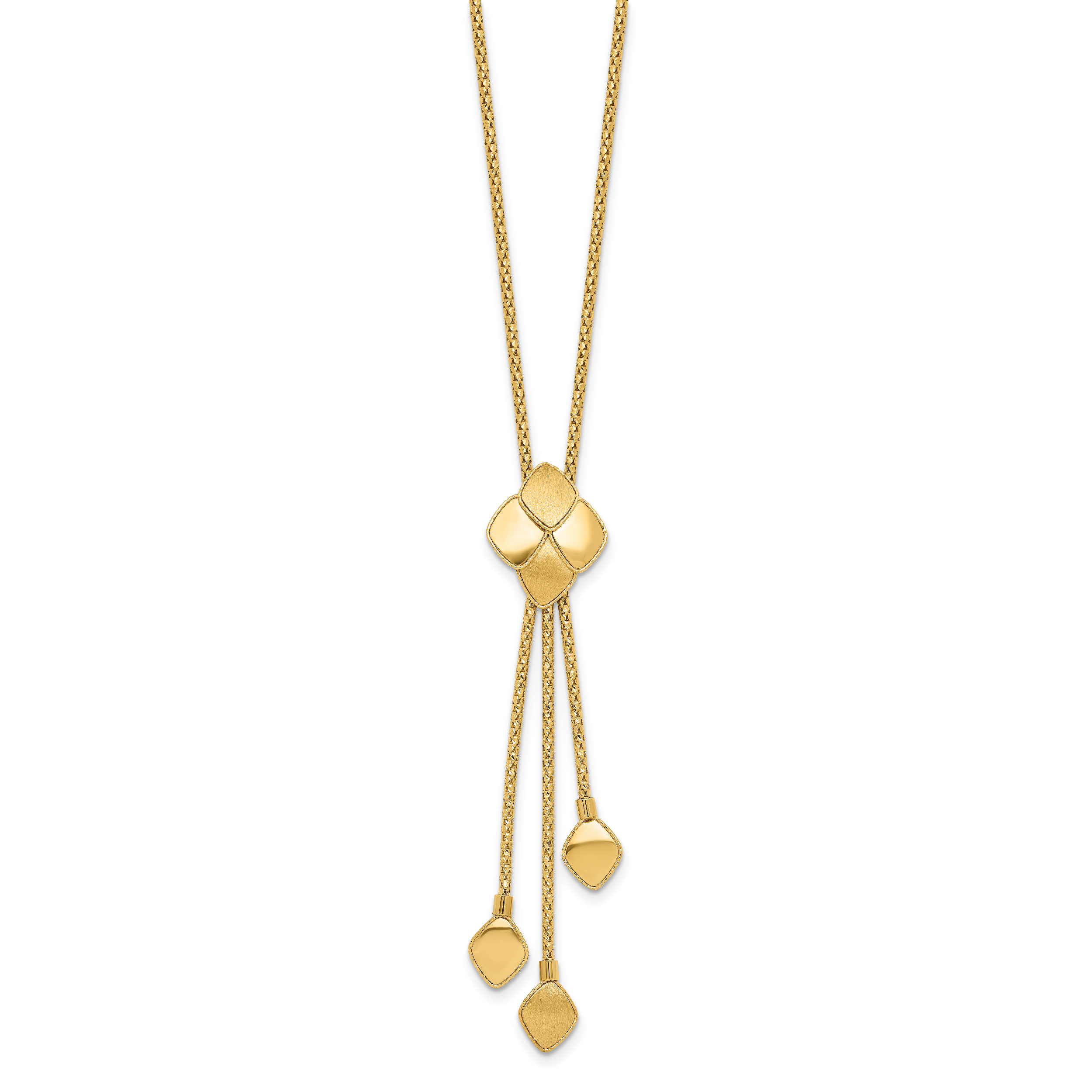 14K Polished and Brushed Y-Drop Plus 2in ext Necklace Secondary image