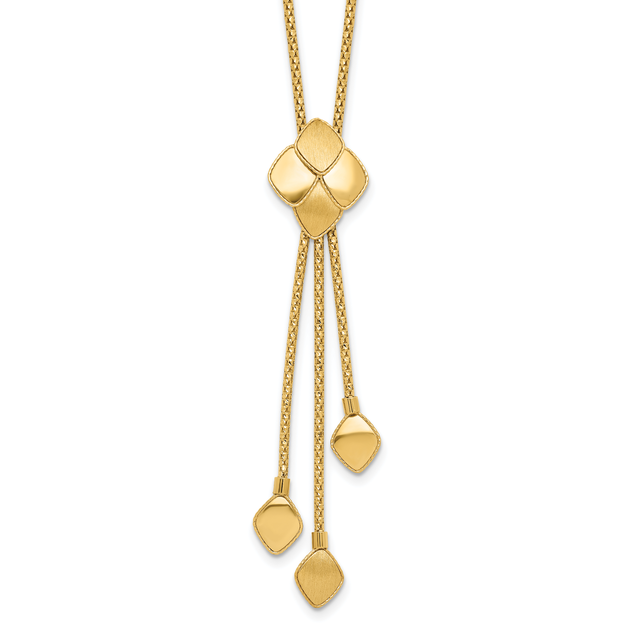 14K Polished and Brushed Y-Drop Plus 2in ext Necklace Main image