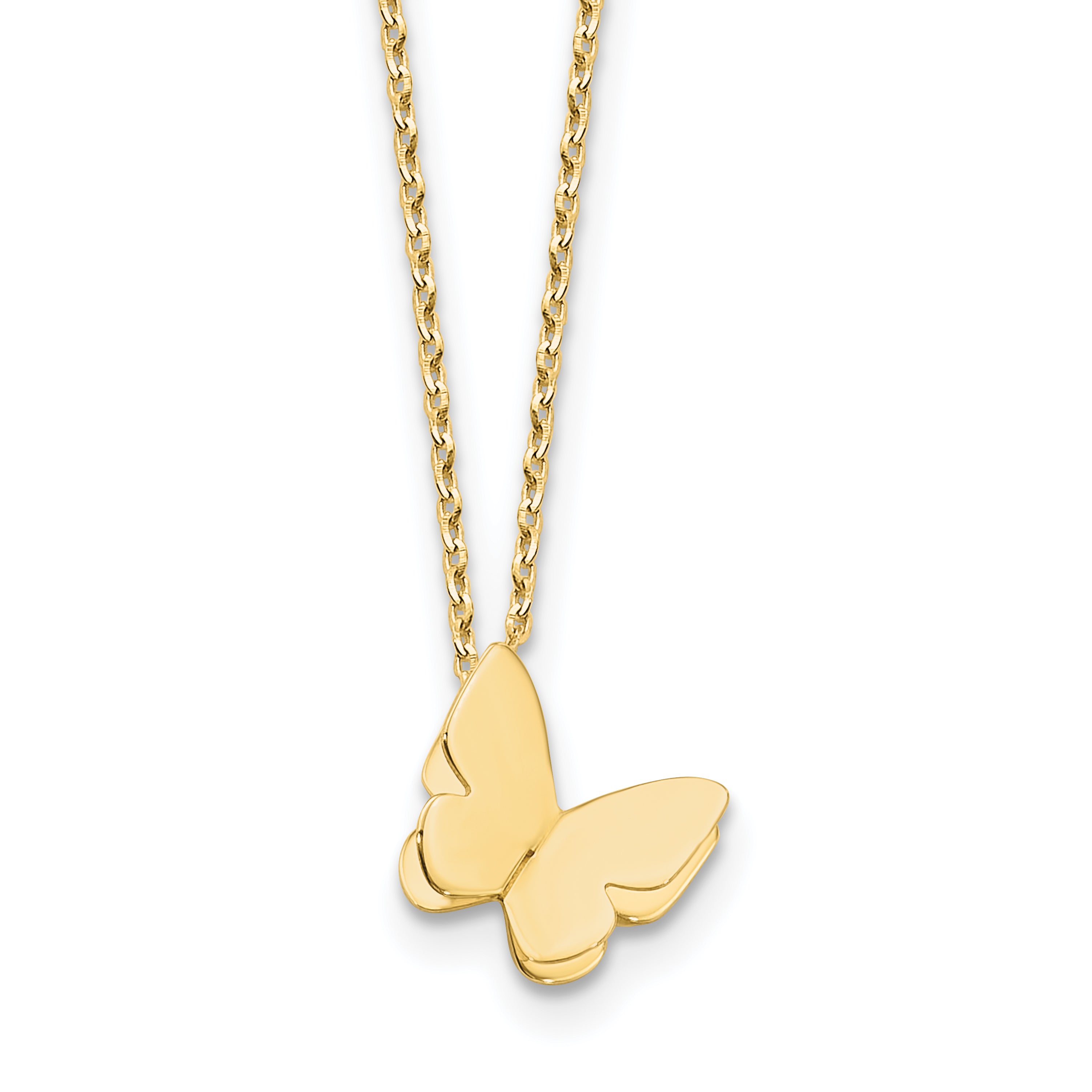 14K Polished Butterfly Charm with 2in ext. Necklace Main image
