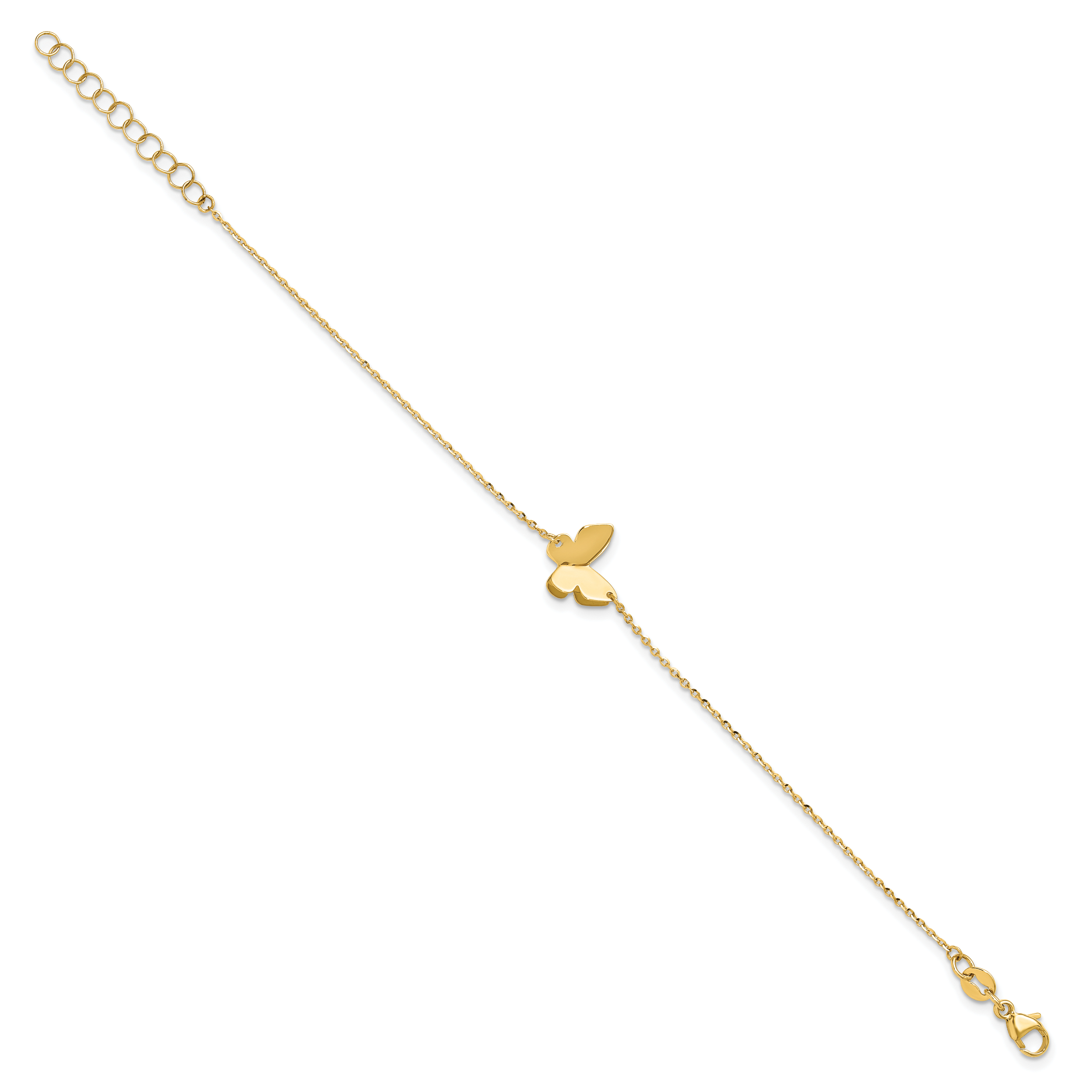 14K Polished Butterfly Charm with 1in ext. Bracelet Secondary image