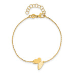 14K Polished Butterfly Charm with 1in ext. Bracelet