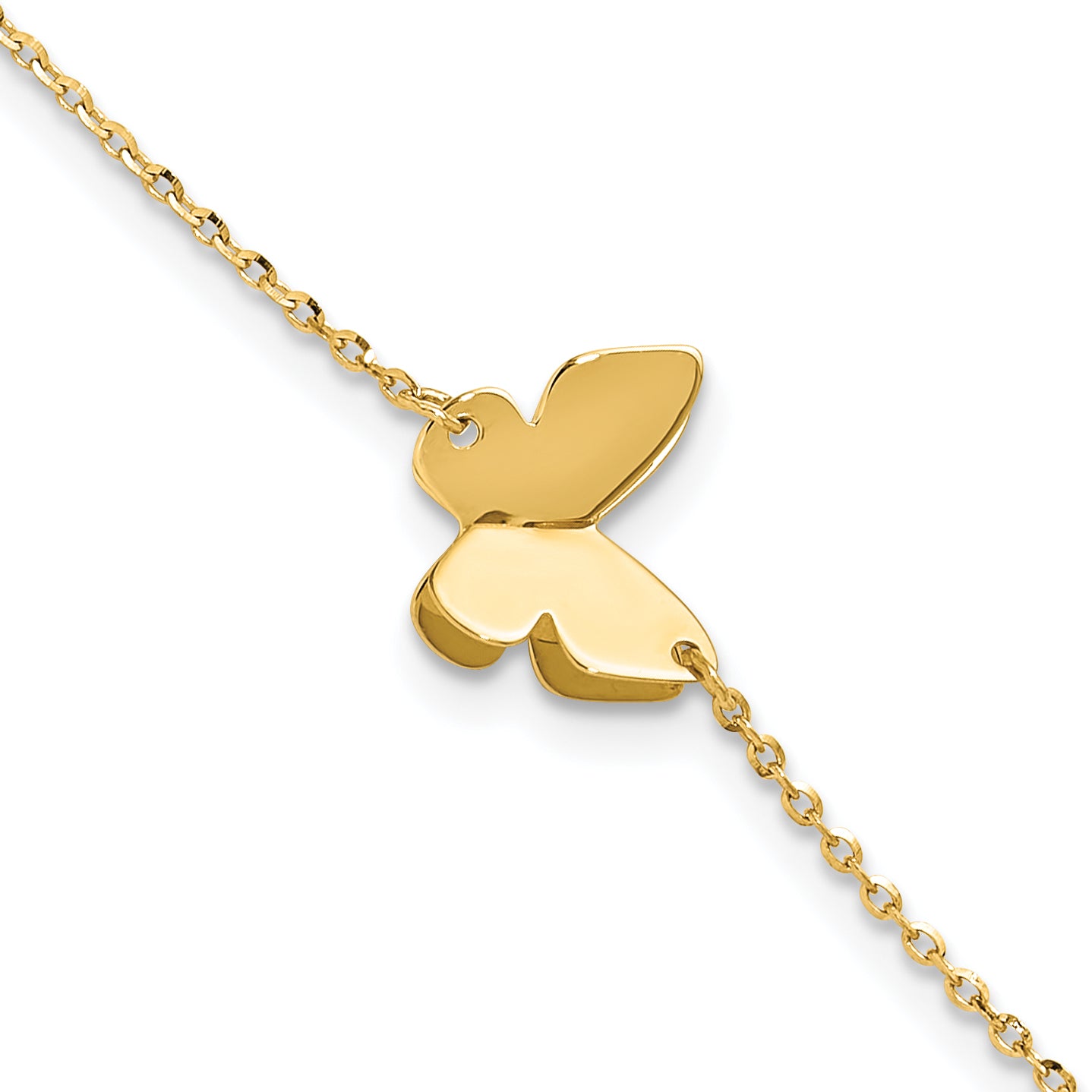 14K Polished Butterfly Charm with 1in ext. Bracelet Main image