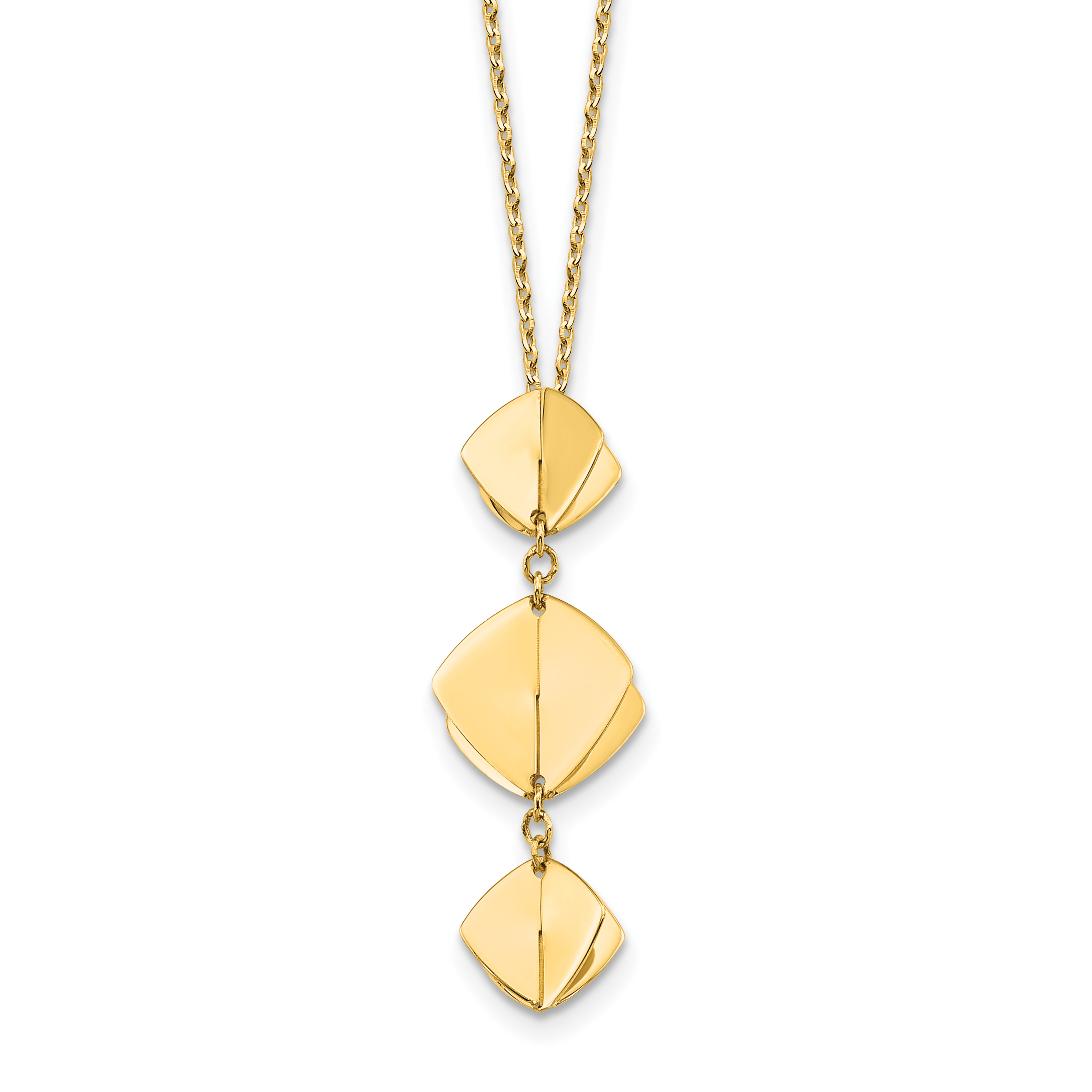 14K Polished Fancy Dangle Pendant Plus 2in ext. Necklace Main image
