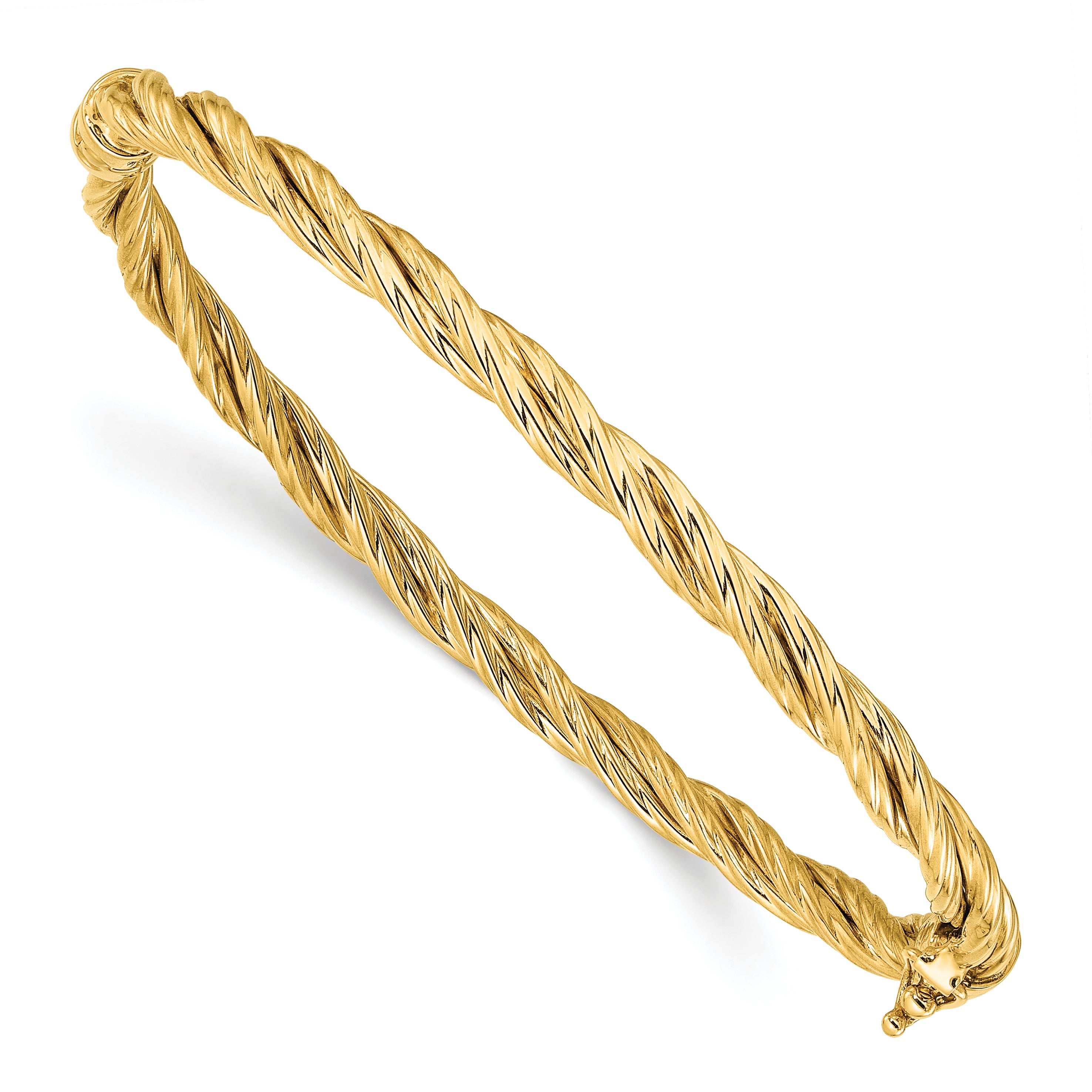 14K Polished Twisted Hinged Bangle Main image