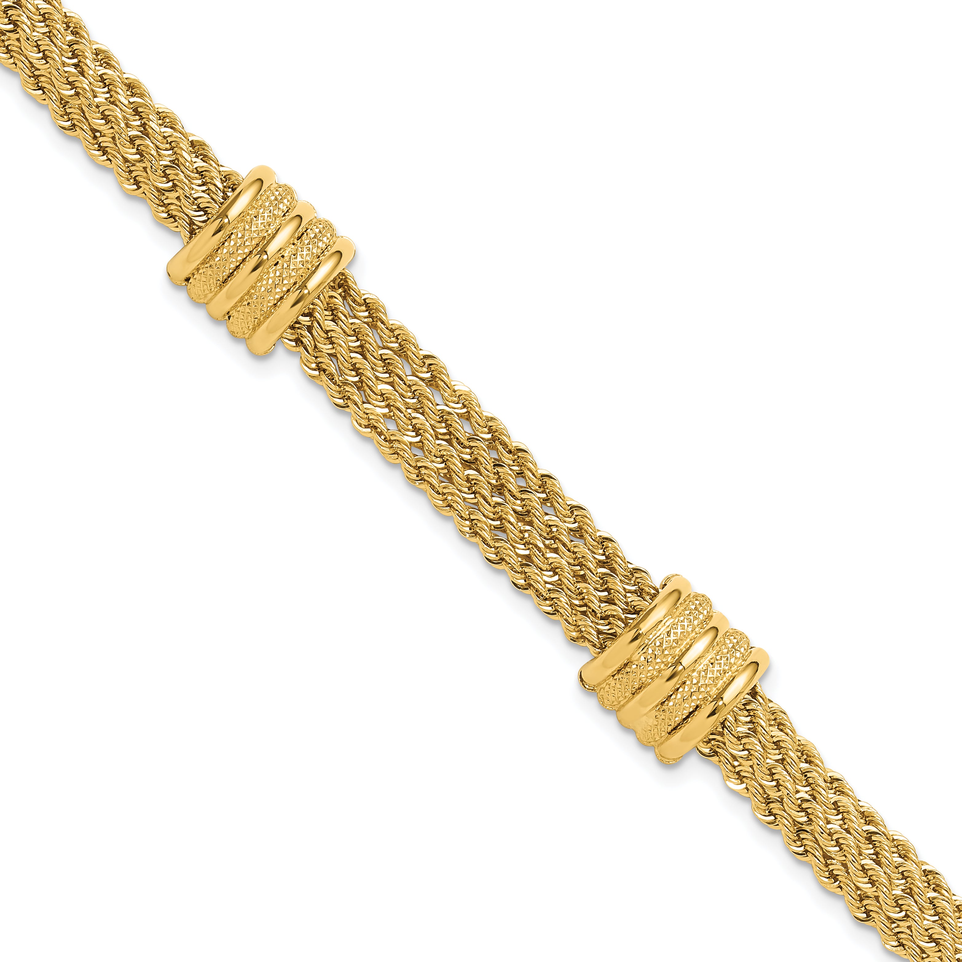 14K Polished and Diamond-cut Fancy Bracelet