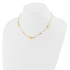 14k Brushed and Polished Beaded 17in with 1in ext Necklace