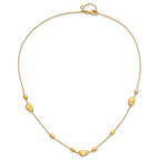 14k Brushed and Polished Beaded 17in with 1in ext Necklace