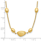 14k Brushed and Polished Beaded 17in with 1in ext Necklace