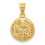 14K w/Rhodium Polished and Diamond-cut Pendant