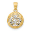 14K w/Rhodium Polished and Diamond-cut Pendant
