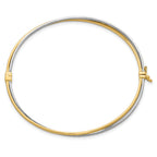 14K Two-tone Polished and Textured Hinged Bangle