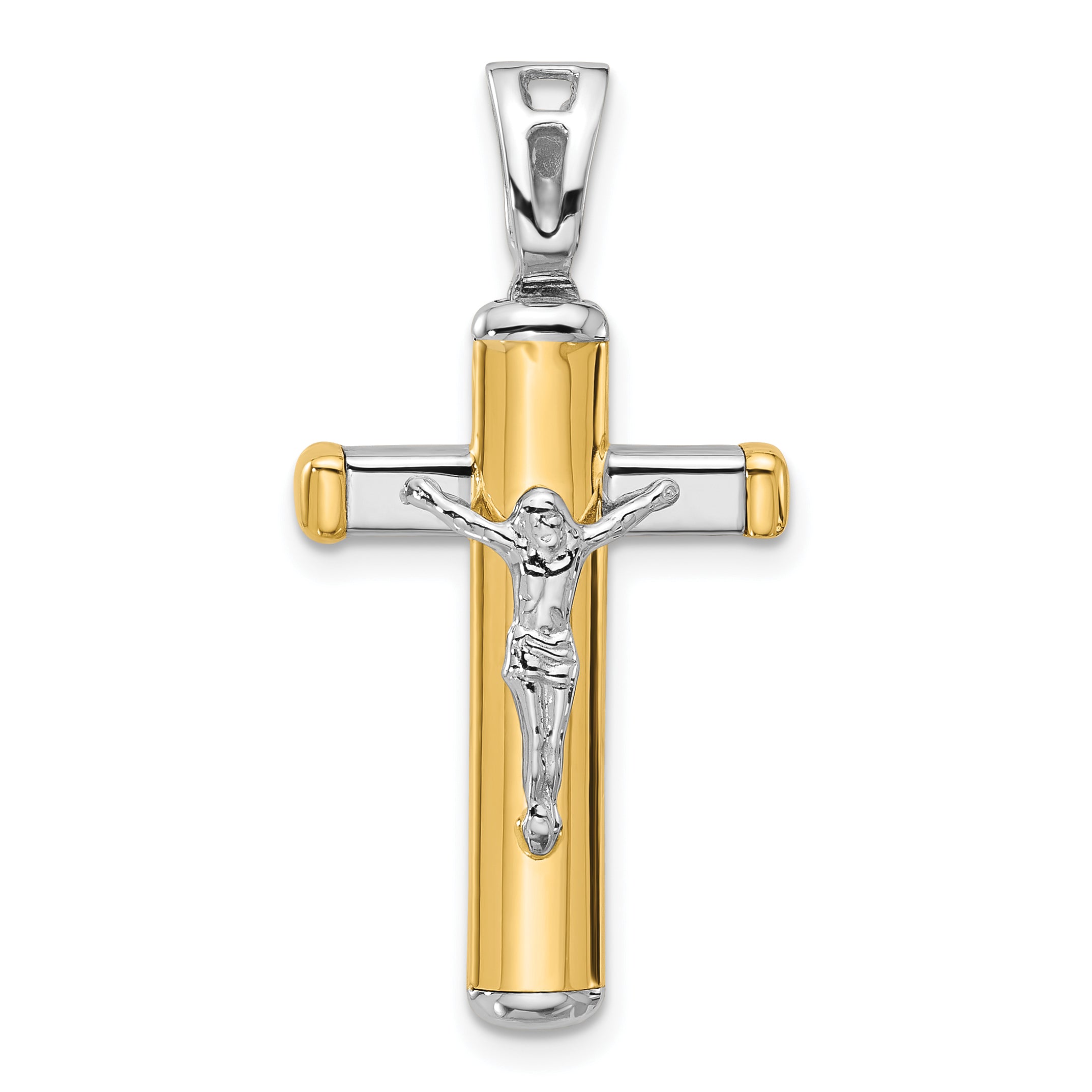 14K Two-tone Polished Crucifix Pendant Main image