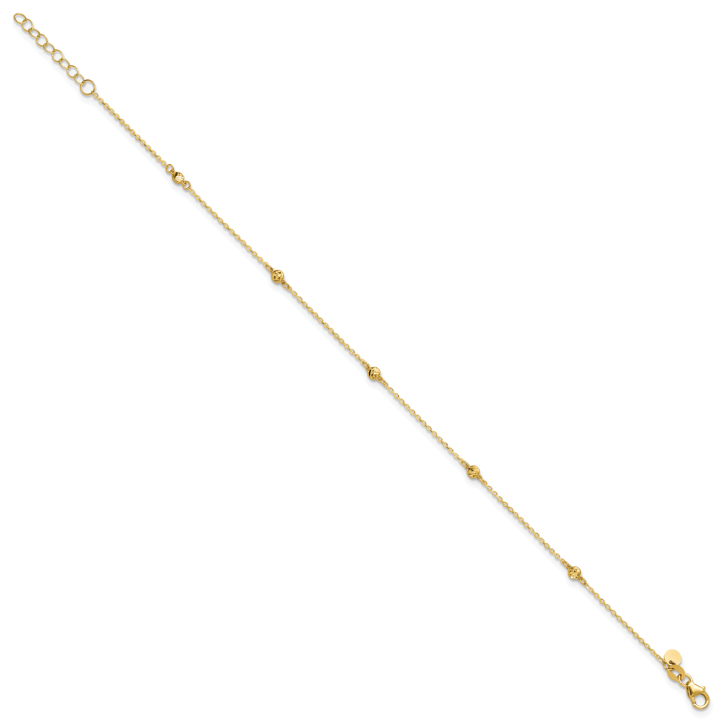 14k Polished Diamond Cut 9in Plus 1in ext. Anklet Secondary image
