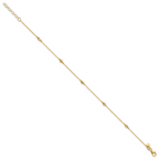 14k Diamond-cut Bead 5-Station 9 inch Plus 1 inch Extender - Total 10 inch Anklet
