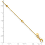 14k Diamond-cut Bead 5-Station 9 inch Plus 1 inch Extender - Total 10 inch Anklet