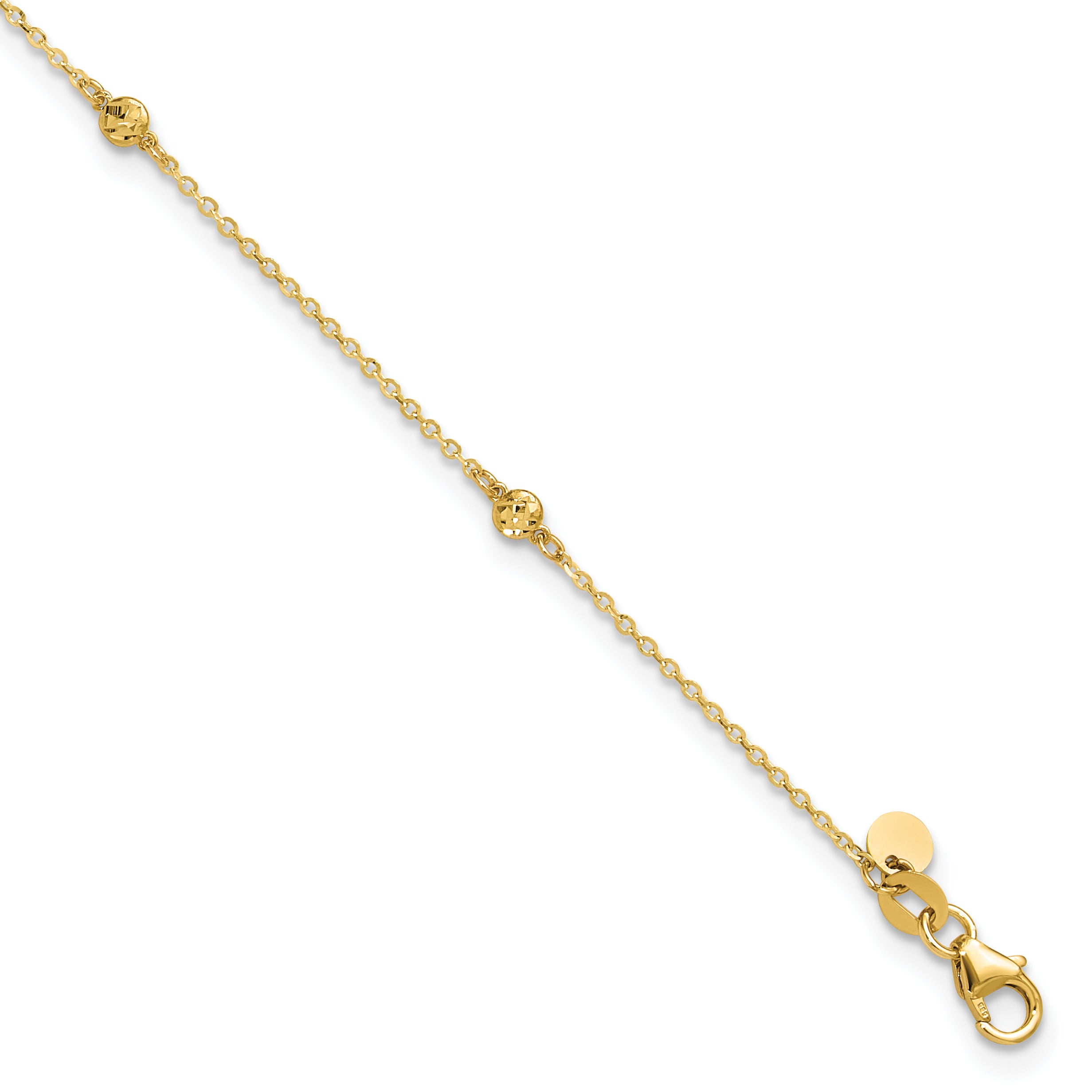 14k Polished D/C 9in Plus 1in ext. Anklet Main image