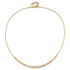 14K Tri-color Polished / DC Square Beads w/1in ext. Necklace