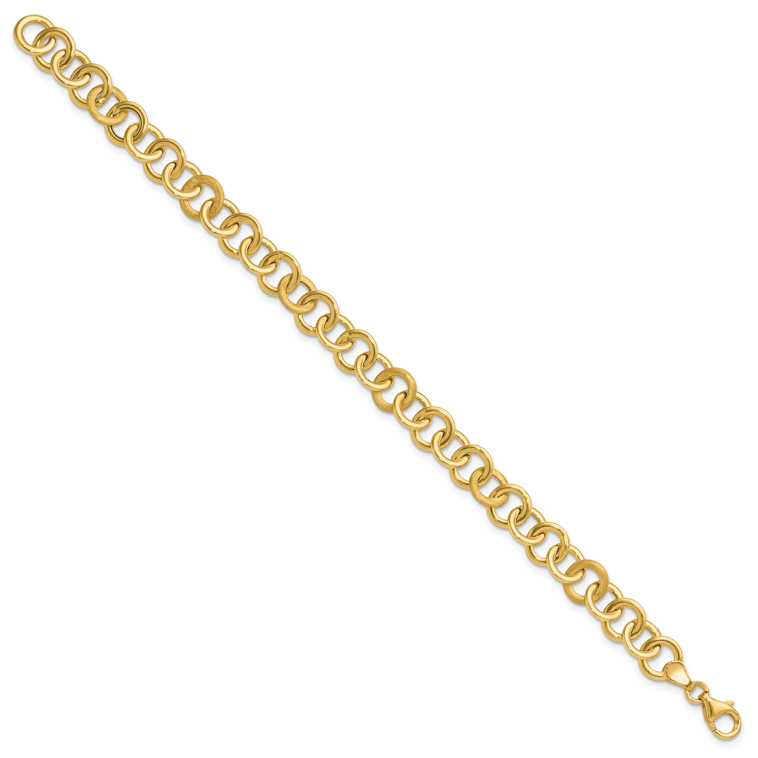 14K Polished and Satin Fancy Circle Link Bracelet Secondary image