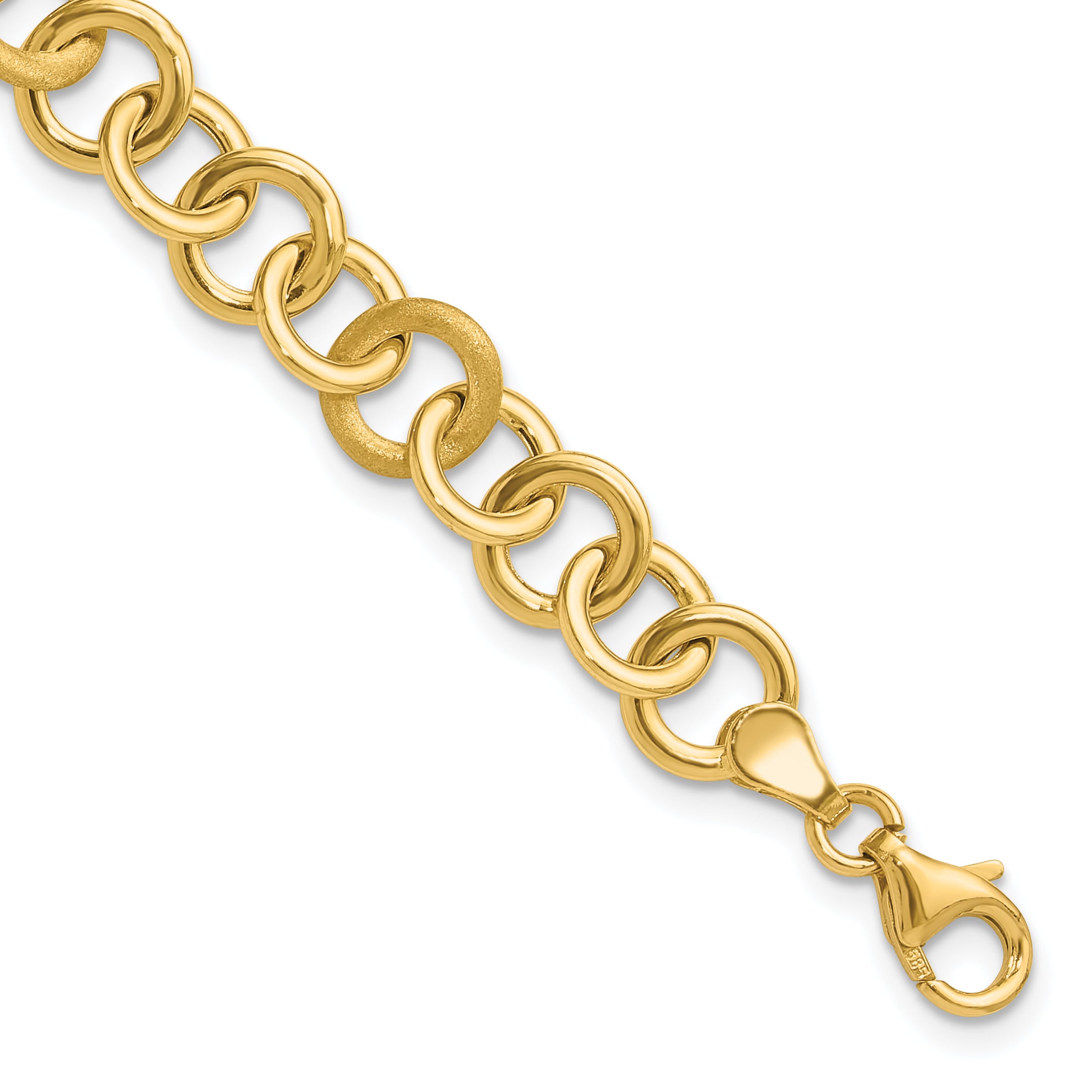 14K Polished and Satin Fancy Circle Link Bracelet Main image