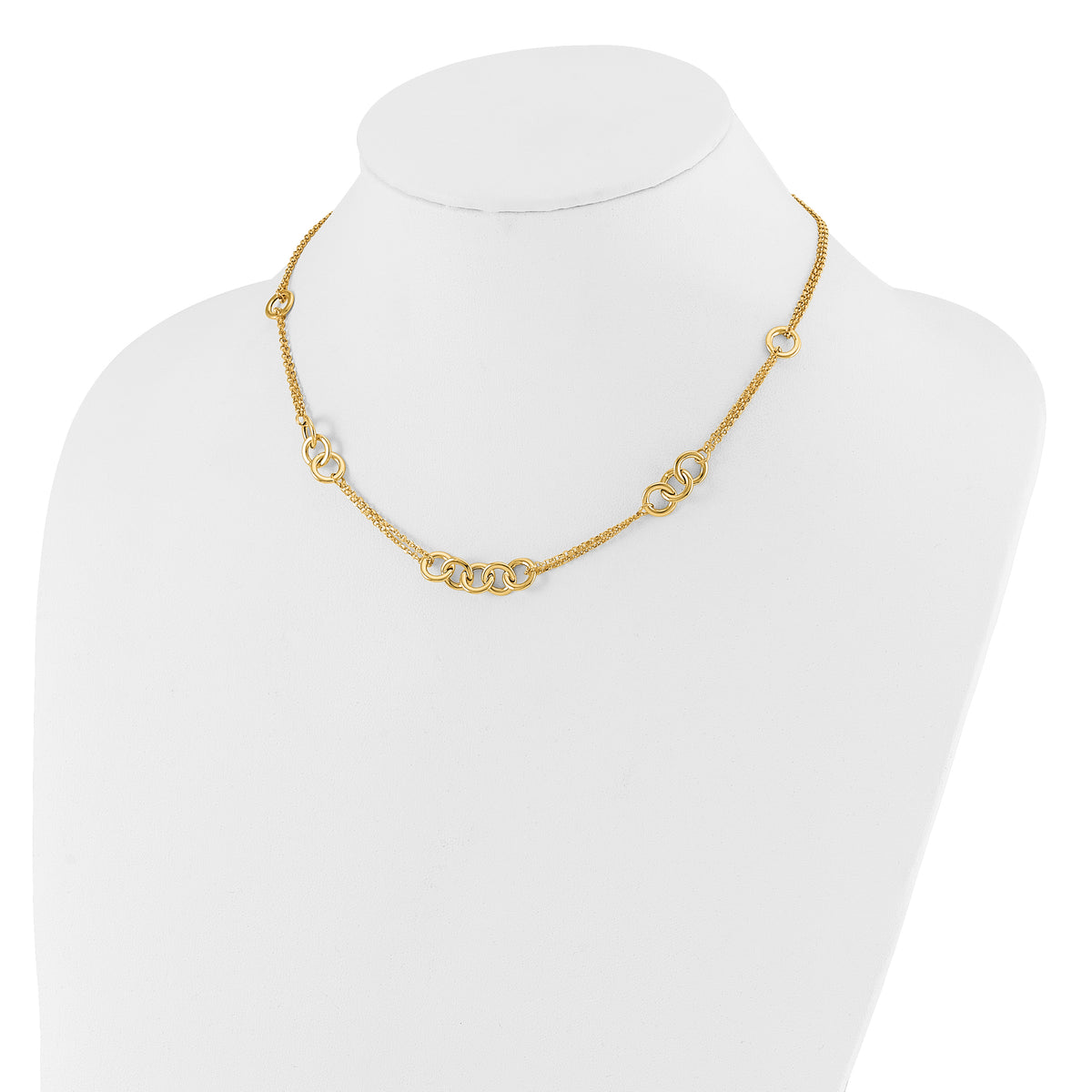 14K Polished 2-strand with Circles Necklace