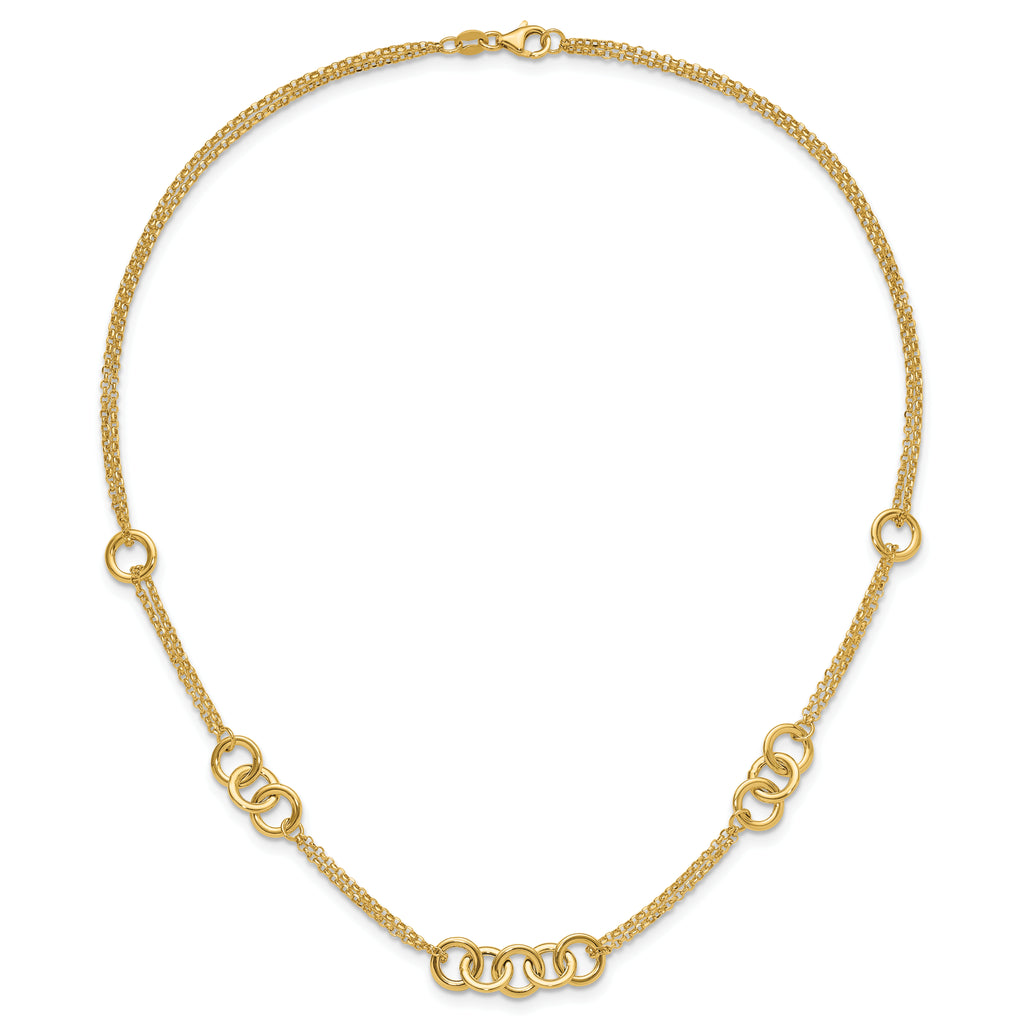 14K Polished 2-strand with Circles Necklace