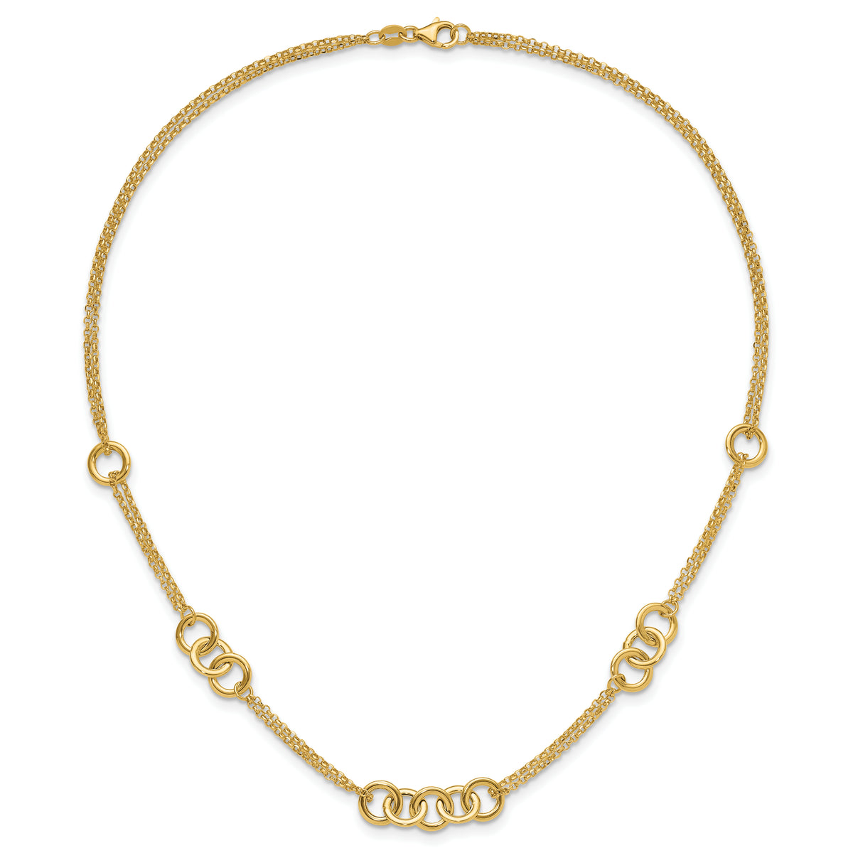 14K Polished 2-strand with Circles Necklace