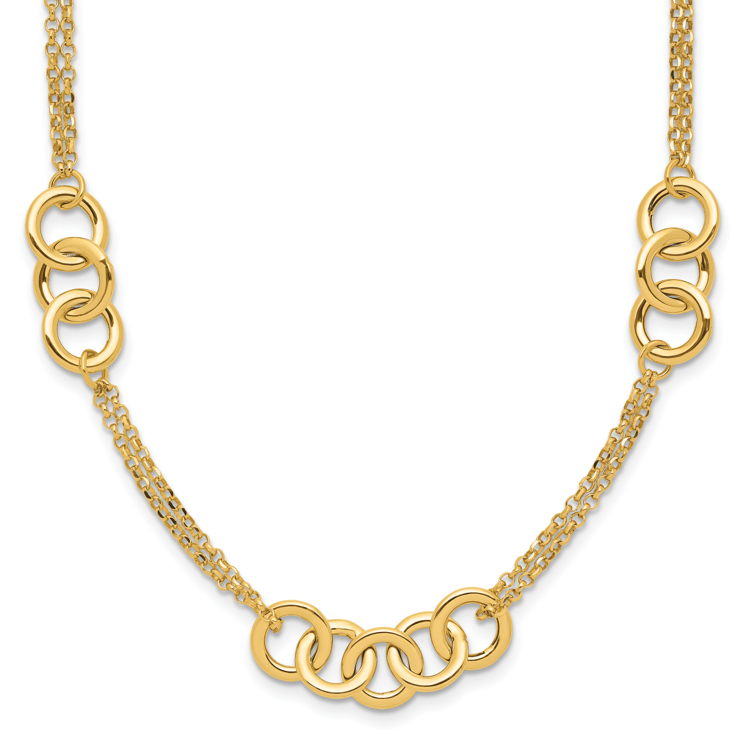 14K Polished 2-strand with Circles Necklace Secondary image