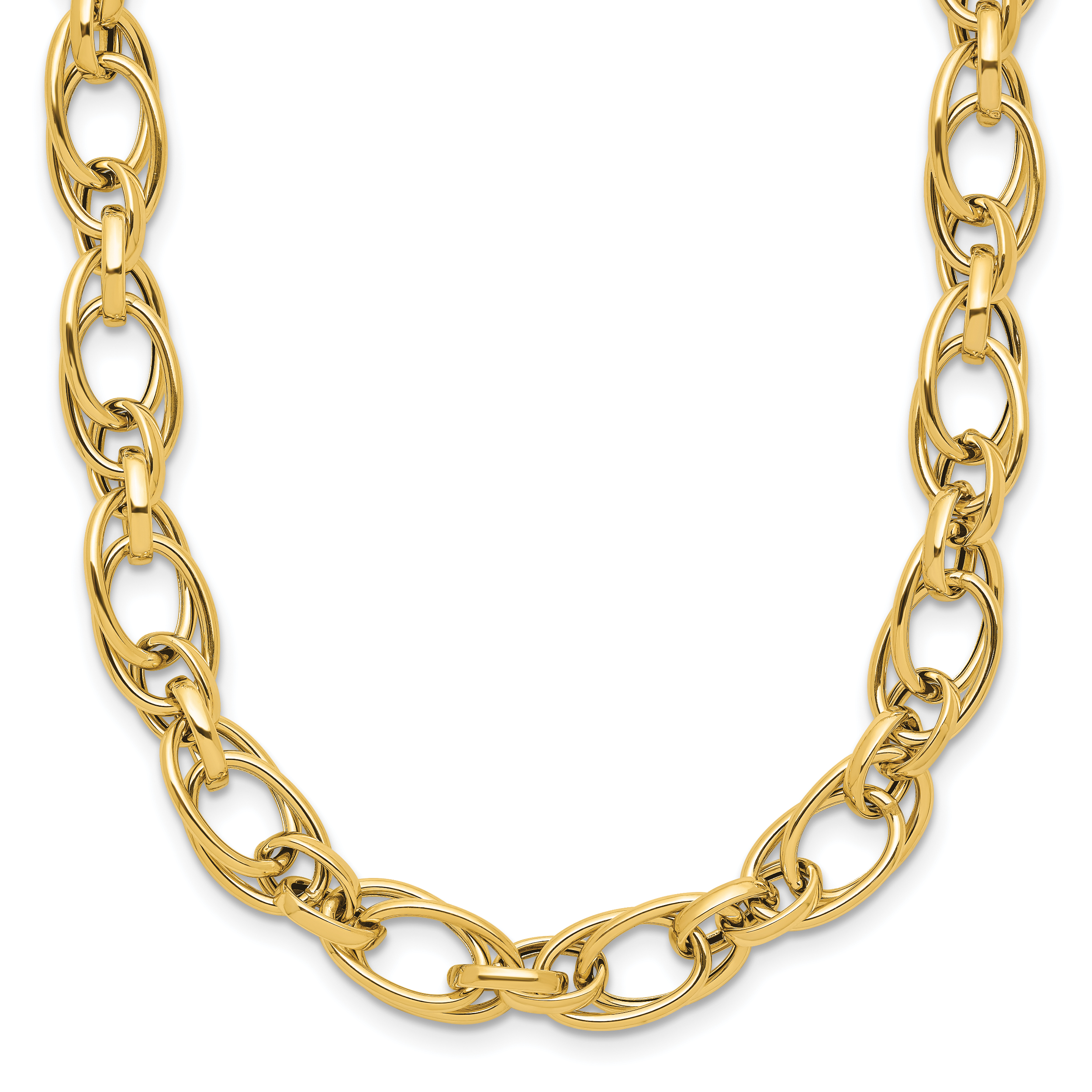 14K Polished Fancy Oval Link Necklace Secondary image