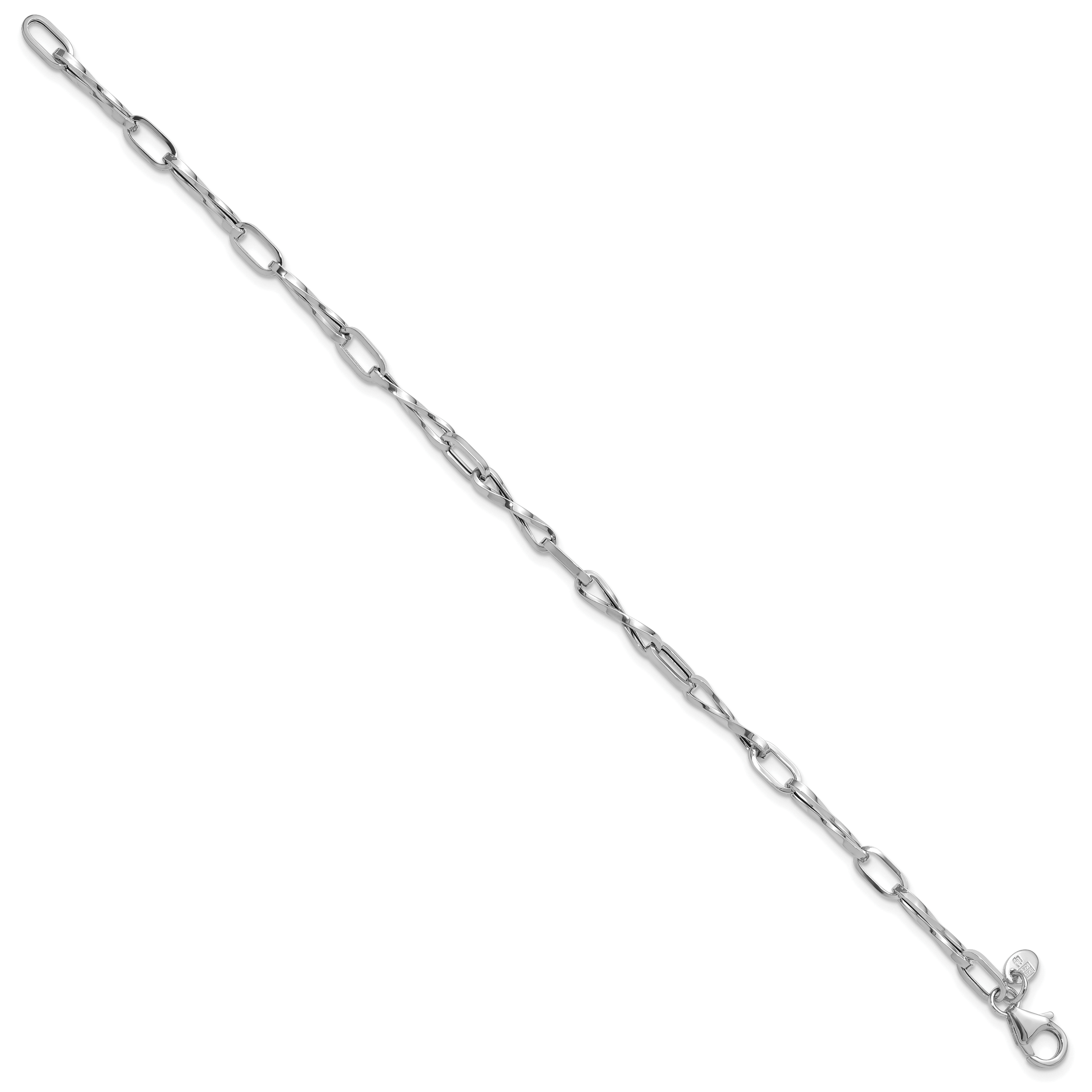 14K White Gold Polished Fancy Twisted Link Bracelet Secondary image