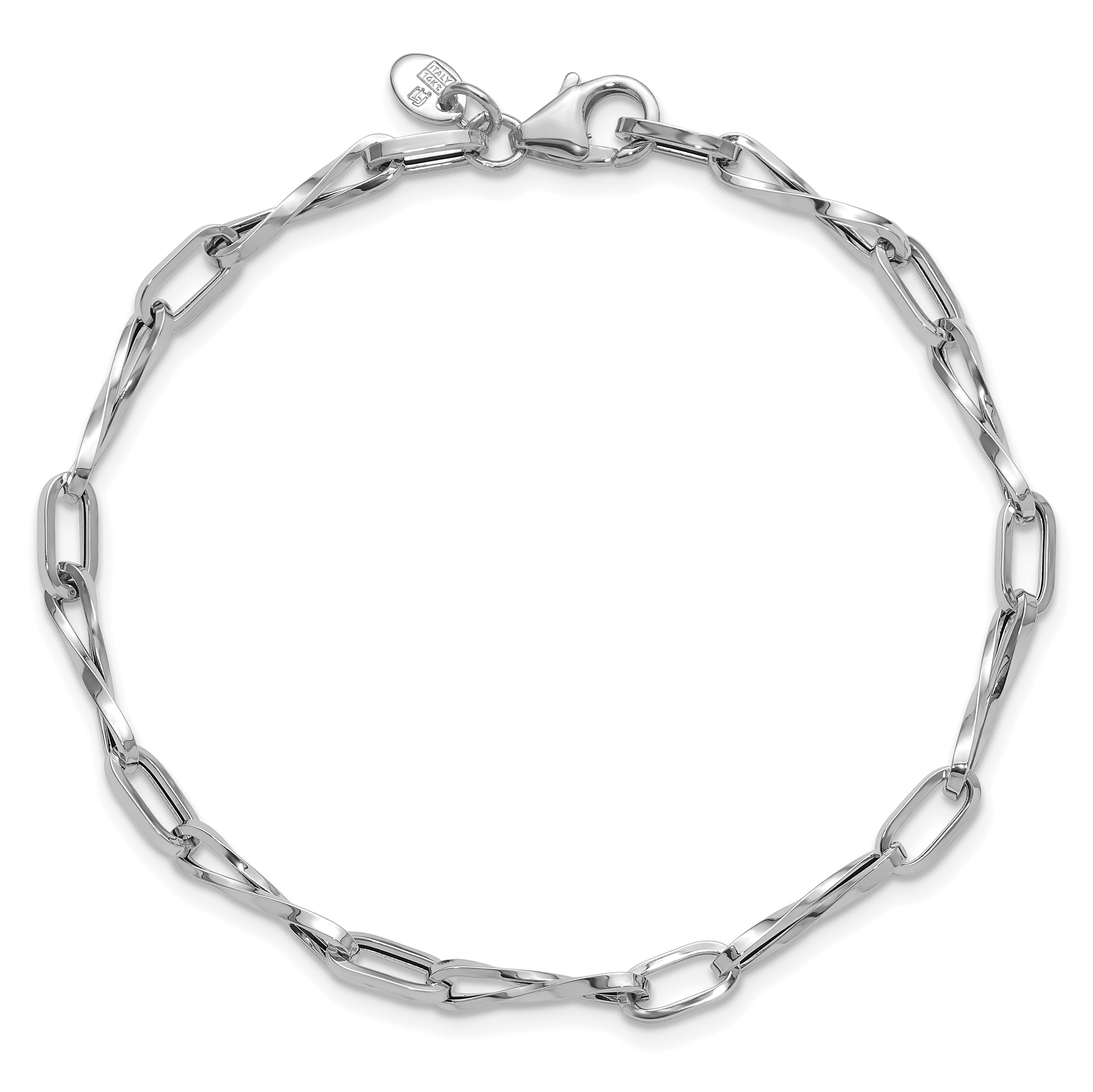 14K White Gold Polished Fancy Twisted Link Bracelet