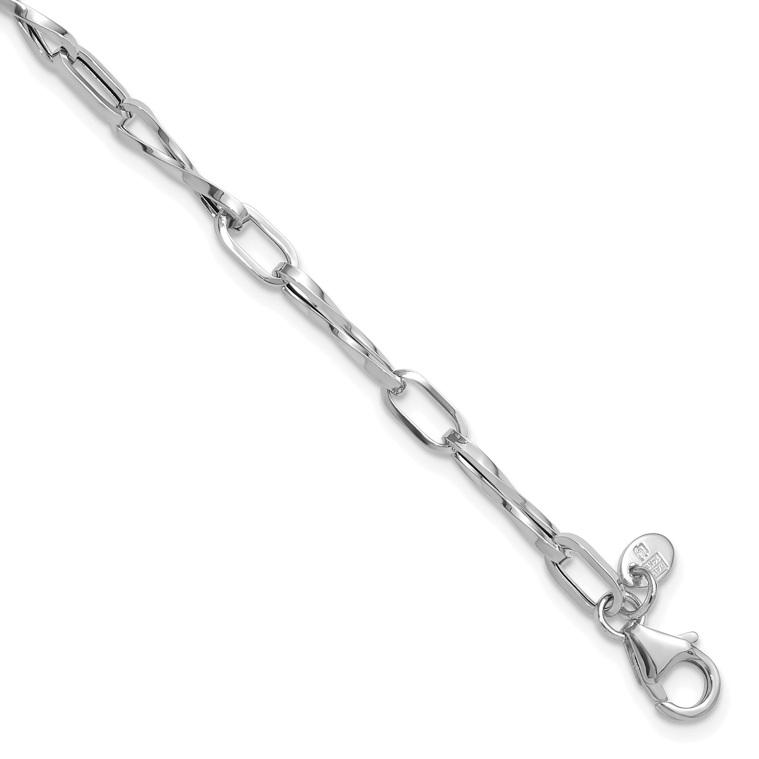 14K White Gold Polished Fancy Twisted Link Bracelet Main image