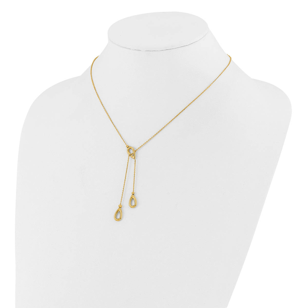 14k Polished Teardrop 16.5in with 1in ext Necklace