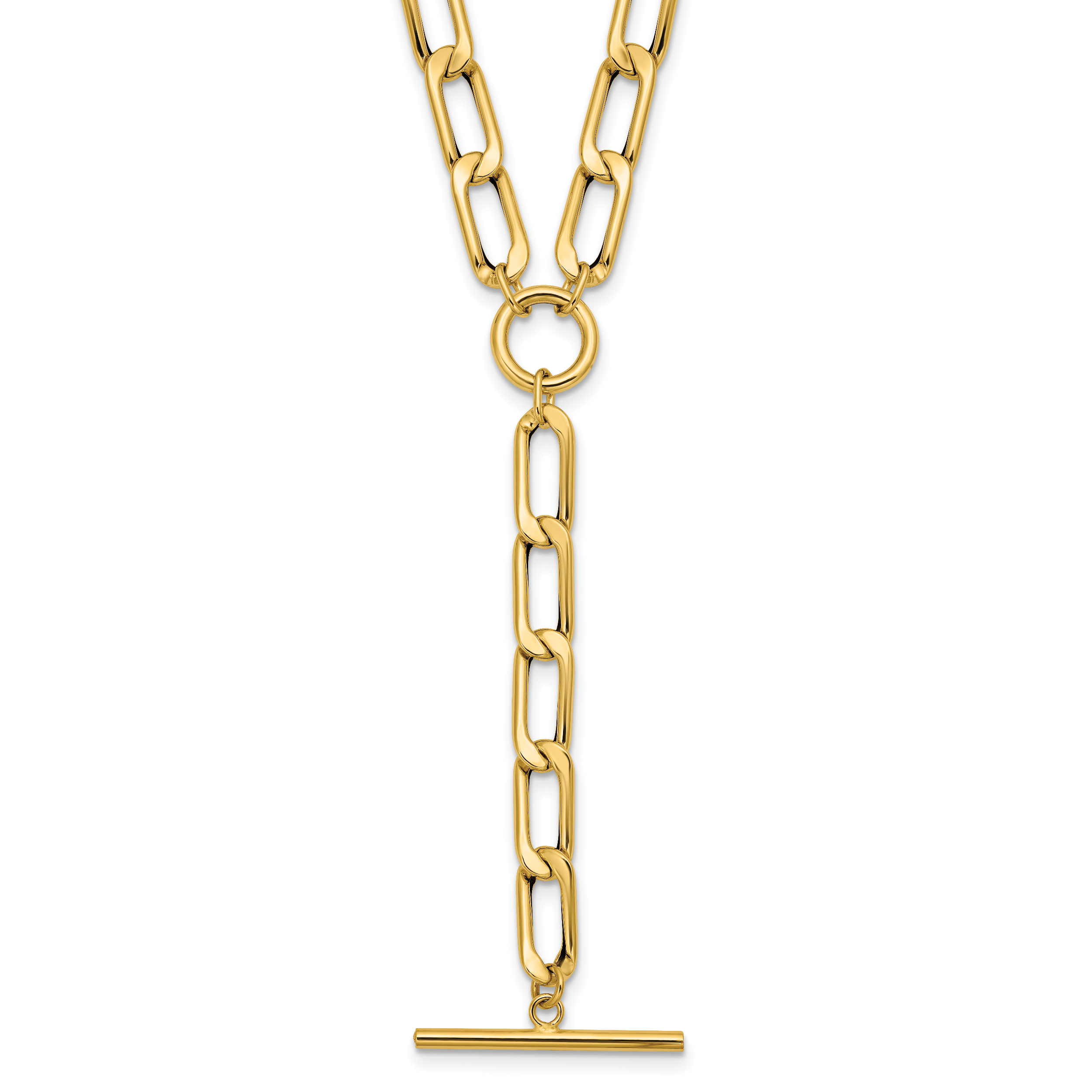 14K Polished Flat Oval Link Drop With 2 Inch Extention. Choker Necklace Main image