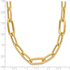 14K Polished and Textured Fancy Paperclip Link Necklace